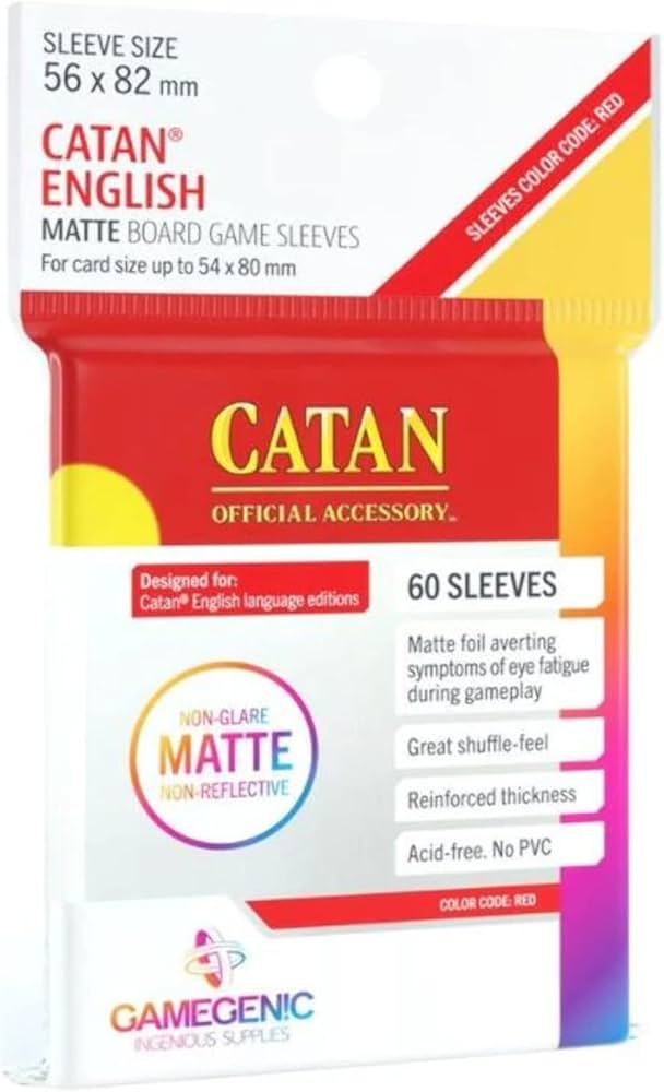 Matte Catan Sleeves (Red size) (56 x 82mm)