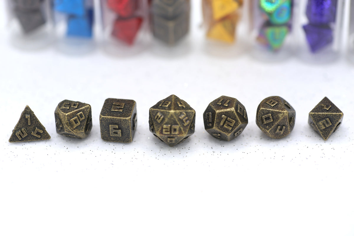 Mini Metal RPG Dice Set - Ancient Gold
