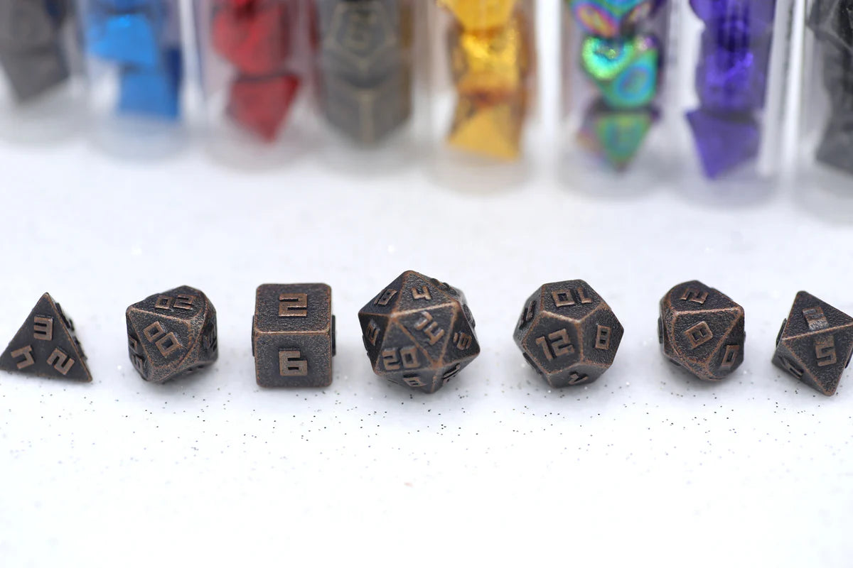 Mini Metal RPG Dice Set - Ancient Copper