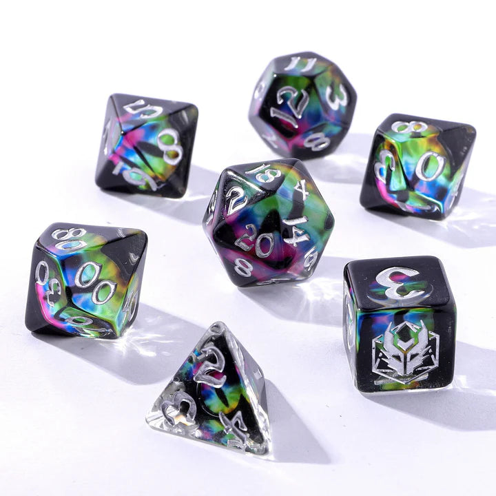 Wyrmforged Rollers Rounded Resin Polyhedral Dice - Dragon Eye Chromatic