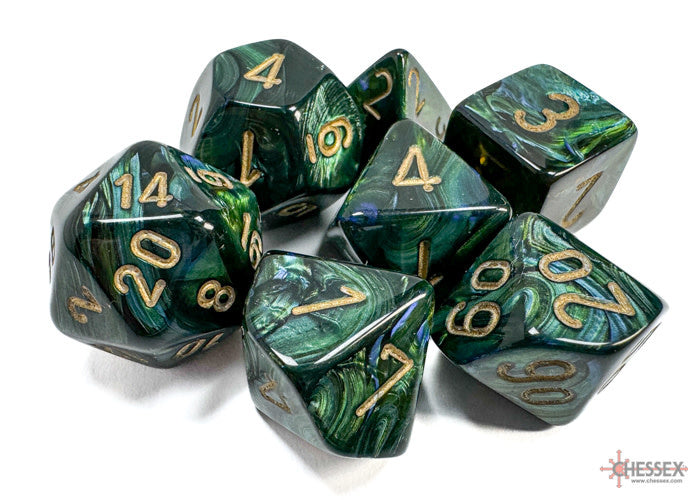 7-Die Set Mega-Hedrals Scarab: Jade/Gold