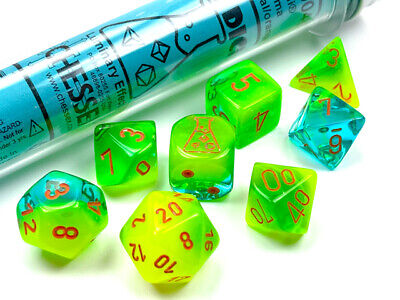 CHX Gemini Green Teal Orange RPG Dice Set