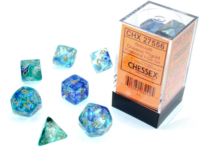 Nebula RPG Dice Set: Oceanic/Gold