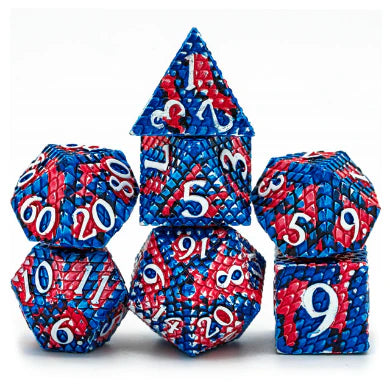 Coral Reef Dragon Scale RPG Metal Dice Set