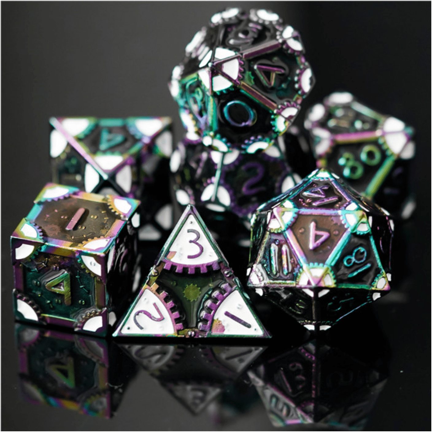 Burnt Opal with White RPG Dice set