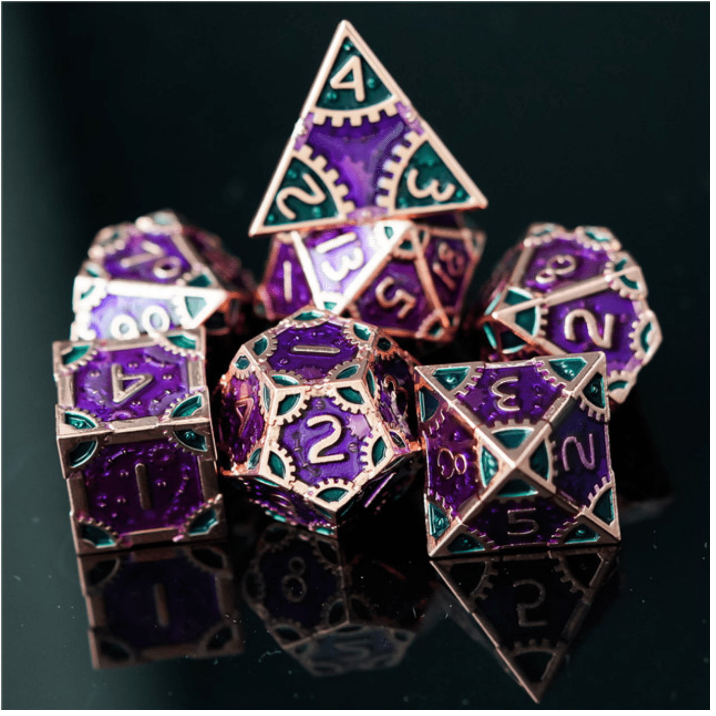 SteamPunk Evil Queen Metal RPG Dice Set