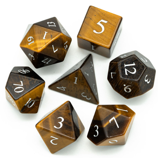Tiger's Eye Engraved  RPG Stone Dice Set